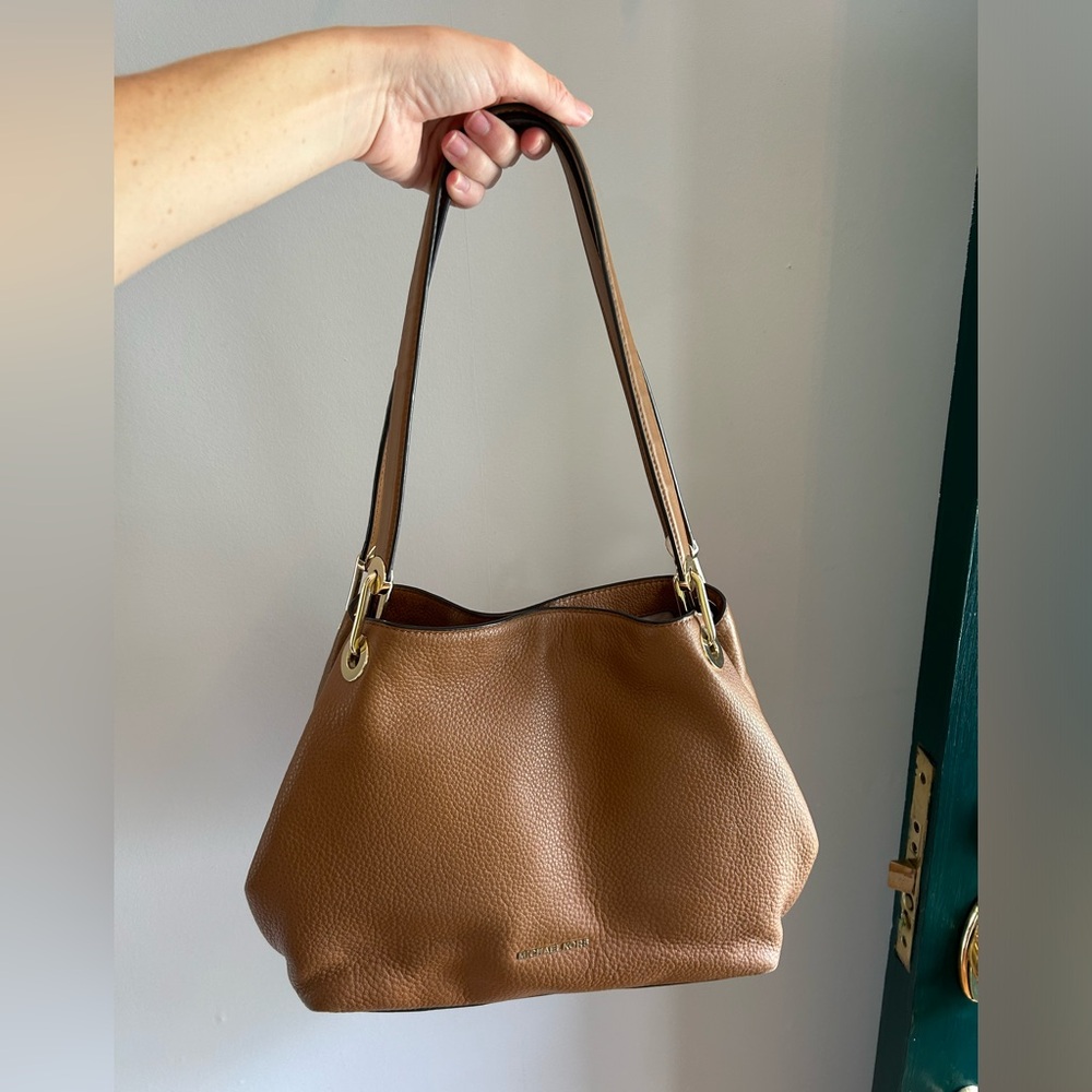Michael Kors Raven Tote Large Shoulder Bag Acorn (brown) Pebbled Leather Gold - Picture 12 of 16
